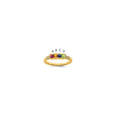 14K Family Jewelry Synthetic Stone & Diamond Set Ring - 6