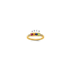 14K Family Jewelry Genuine Stone & Diamond Set Ring - 6