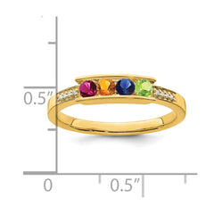 14K Family Jewelry Genuine Stone & Diamond Set Ring - 6