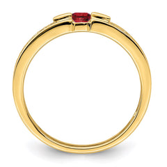 14K Family Jewelry Genuine Stone & Diamond Set Ring - 8