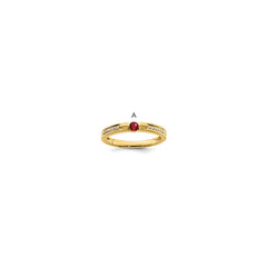 14K Family Jewelry Genuine Stone & Diamond Set Ring - 8