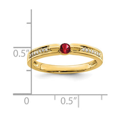 14K Family Jewelry Synthetic Stone & Diamond Set Ring - 28