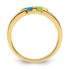 14K Family Jewelry Synthetic Stone & Diamond Set Ring - 8