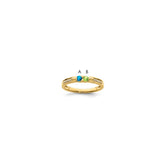 14K Family Jewelry Synthetic Stone & Diamond Set Ring - 8
