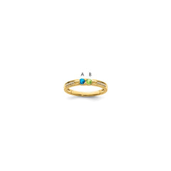14K Family Jewelry Synthetic Stone & Diamond Set Ring - 8