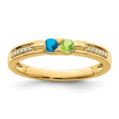 14K Family Jewelry Synthetic Stone & Diamond Set Ring - 8