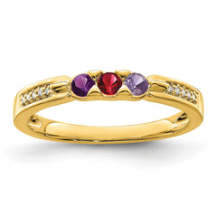 14K Family Jewelry Synthetic Stone & Diamond Set Ring - 29