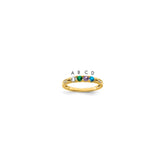 14K Family Jewelry Synthetic Stone & Diamond Set Ring - 23
