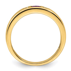 14K Family Jewelry Synthetic Stone & Diamond Set Ring - 24