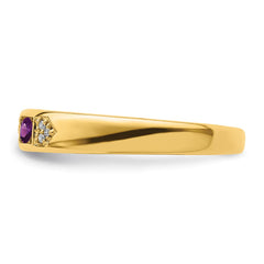 14K Family Jewelry Synthetic Stone & Diamond Set Ring - 24