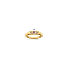 14K Family Jewelry Synthetic Stone & Diamond Set Ring - 24