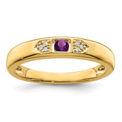 14K Family Jewelry Genuine Stone & Diamond Set Ring - 9
