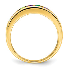 14K Family Jewelry Synthetic Stone & Diamond Set Ring - 30