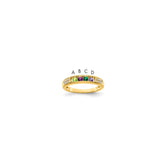 14K Family Jewelry Synthetic Stone & Diamond Set Ring - 30