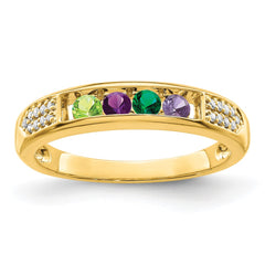 14K Family Jewelry Synthetic Stone & Diamond Set Ring - 30