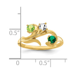 14k Polished 3-Stone Mothers Ring Mounting - 17