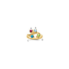 14k Genuine 4 Stone Mother's Ring - 13