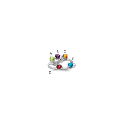 Sterling Silver Rhodium-plated Synthetic 5 Stone Mother's Ring - 55