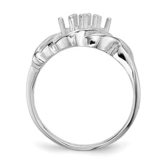 14k White Gold Polished 3-Stone Mothers Ring Mounting - 13