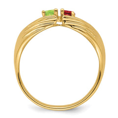 14k 2 Synthetic Stone Family Ring - 2