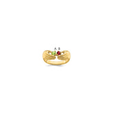 14k 2 Genuine Stone Family Ring - 2