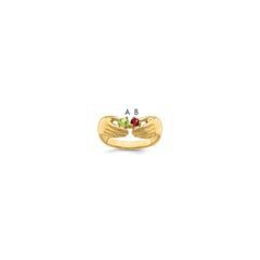 14k 2 Genuine Stone Family Ring - 2