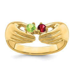 14k 2 Genuine Stone Family Ring - 2