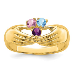 14k 3 Synthetic Stone Family Ring