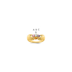 14k 4 Genuine Stone Family Ring