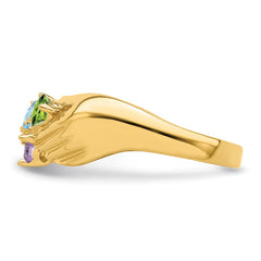 14k 5 Synthetic Stone Family Ring