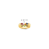 14k 5 Genuine Stone Family Ring