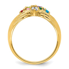 14k 7 Synthetic Stone Family Ring