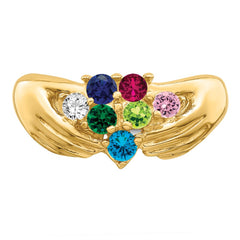 14k 7 Genuine Stone Family Ring