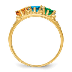 14k 3 Synthetic Stone Family Ring - 2