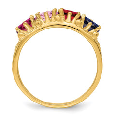 14k 4 Genuine Stone Family Ring - 2