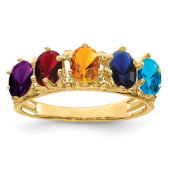 14k 5 Genuine Stone Family Ring - 2