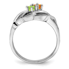 14k White Gold Polished 2-Stone Mothers Ring Mounting - 15