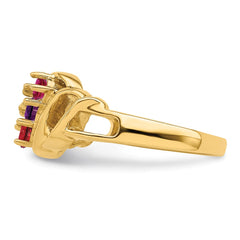 14k Genuine 3 Stone Mother's Ring - 15