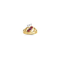 14k Genuine 3 Stone Mother's Ring - 15