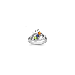 Sterling Silver Rhodium-plated Synthetic 3 Stone Mother's Ring - 110