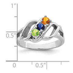 14k White Gold Genuine 3 Stone Mother's Ring - 15