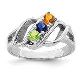 14k White Gold Synthetic Family Jewelry Ring - 4
