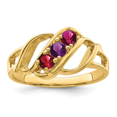 14k Genuine 3 Stone Mother's Ring - 15