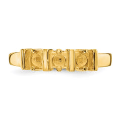 14k Polished 3-Stone Mothers Ring Mounting