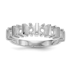 14k White Gold Polished 6-Stone Mothers Ring Mounting - 2