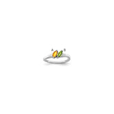 Sterling Silver Rhodium-plated Synthetic 2 Stone Mother's Ring - 63