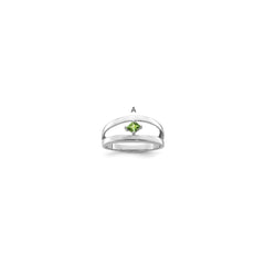 Sterling Silver Rhodium-plated Synthetic Single Stone Mother's Ring - 7