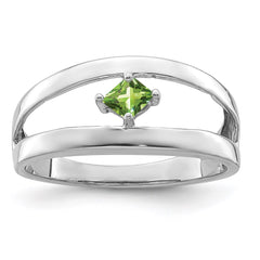 Sterling Silver Rhodium-plated Synthetic Single Stone Mother's Ring - 11