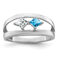 14k White Gold Synthetic Family Jewelry Ring - 34