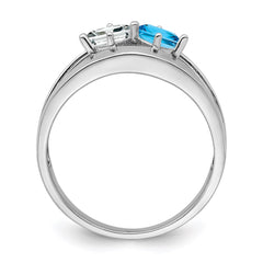 14k White Gold Synthetic Family Jewelry Ring - 34